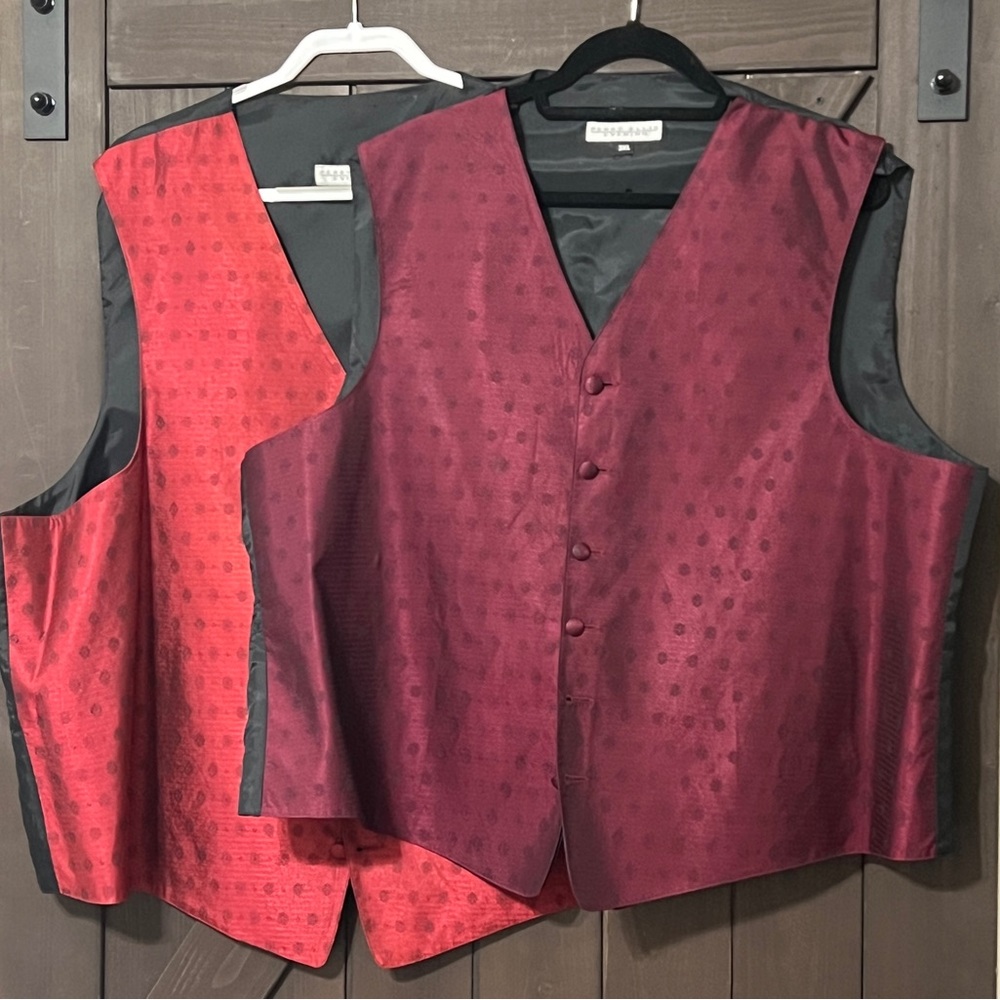 Two new Perry Ellis suit vests. Maroon and red XXXL new.